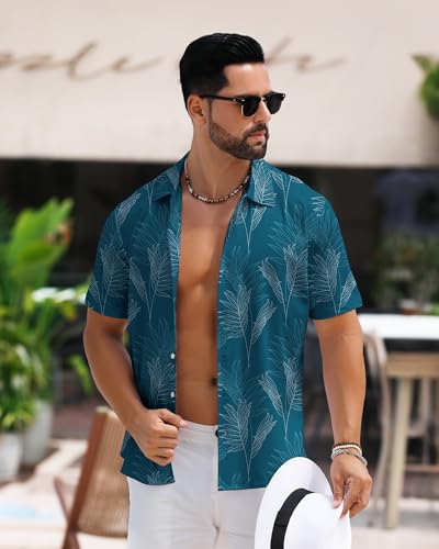Men's Hawaiian Shirt Short Sleeve Tropical Button Down Stretch Wrinkle Free Casual Beach Vacation Summer Shirt2