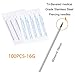 100PCS 16G Body Piercing Needles, Disposable Sterile Stainless Steel Piercing Needles for Cartilage Eyebrow Tragus Helix Rook Counch Monroe Ear Piercing