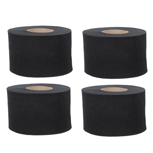 IWOWHERO 4 rollos Tiras de Papel Desechables para Cuello de Peluquería Negras Elásticas y Absorbentes para Servicios Profesionales de Barbería y Tratamientos Capilares