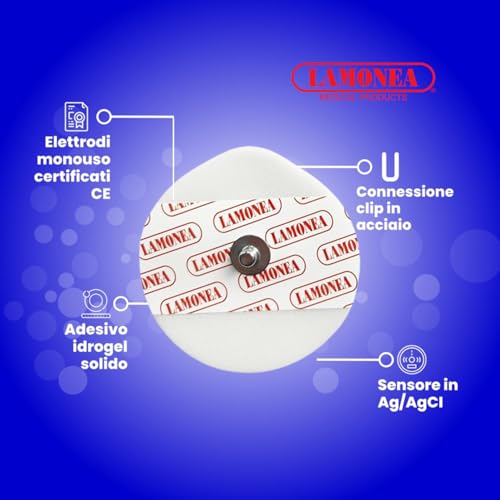 LAMONEA SF103-50 Einweg-Elektroden 50 x 48 mm - Ovale Elektrode, Anschluss aus Stahl, fester Hydrogel-Aufkleber, mit Sensor in Ag/AgCI