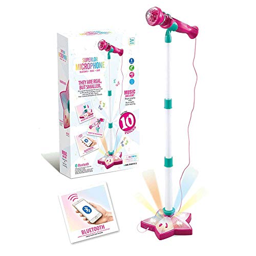 Preisvergleich Produktbild Kinder Karaoke Mikrofon Karaokemaschinen mit Lichtern Bluetooth Dynamische Mikrofone Ständer, von Zwei Mikrofonen Party Lautsprecher mit Musikfunktion und Blinklichter