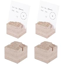 JIMEI 4 pcs Natural Travertine Place Card holder - Handmade Polished Wedding Table Signs, Multi-Use Memo Holder for Escort Cards, Photos & Business Cards 2.36"x2.36"x1.96"