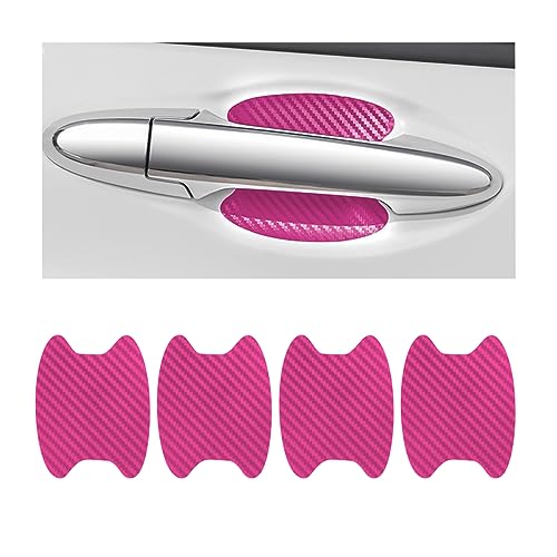 CGEAMDY 4PCS Exterior Car Stickers, Carbon Fiber Protection Film für Autofolie, Kratzfeste Schutzfolie, Universal Fit für die meisten Fahrzeuge (Rosa)