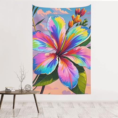 Tapisserie murale fleurs hawaïennes : sublimez vos murs nus sans faire de trous
