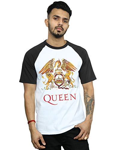 Absolute Cult Queen Men's Crest Logo Baseball T-Shirt White/Black XX-Large