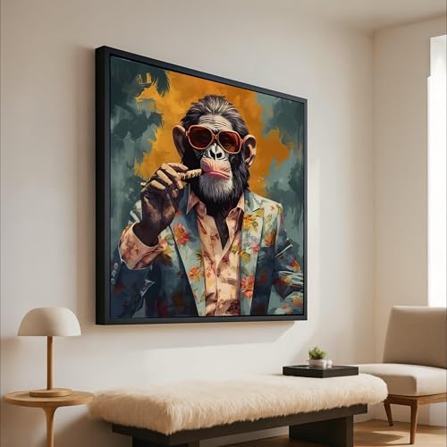 Tableau singe pop 45x45 cm pour réveiller la déco d'un salon moderne