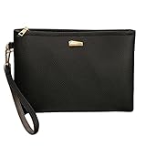 BAIGIO Carteras de Mano Fiesta de PU Cuero para Mujer Elegante Suave Bolsos de Mano de Teléfono con Asa Cremallera, Grande Clutch Moda Monederos de Boda Noche (Negro-2)