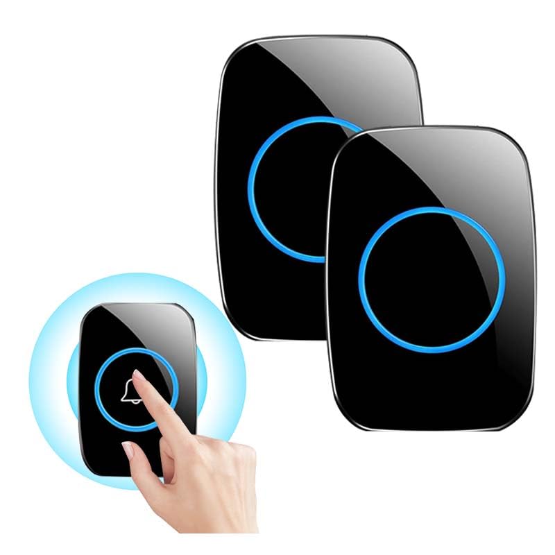 Image of Waterproof Wireless Doorbell Kit, with 1 Transmitters and 2 Receivers, 60 Melodies, 5 Levels of Volume, LED Indicator, 300 Metres Range for Home, Offices, Hotels