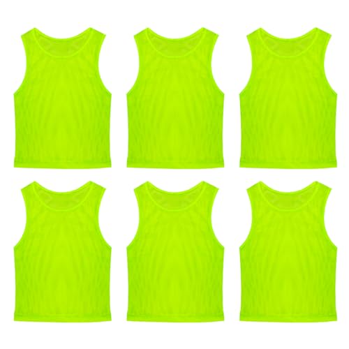 Image of 6 Pack Pinnies Team Practice Vests for Child Youth Teen Adult, Mesh Scrimmage Jersey for Soccer Football Basketball