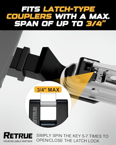 image for RETRUE Trailer Tongue Coupler Lock, Trailer Hitch Lock,Dia 1/4 Inch, 3