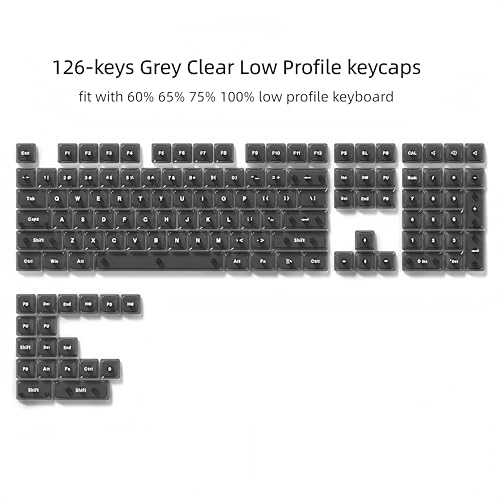 Image of dagaladoo Black Low Profile Keyboard keycaps,Clear Key caps Jelly Set | shine through custom Keycaps for Cherry Gateron MX Switches 60% 65% 75% 96% 100% mechanical keyboard,126keys