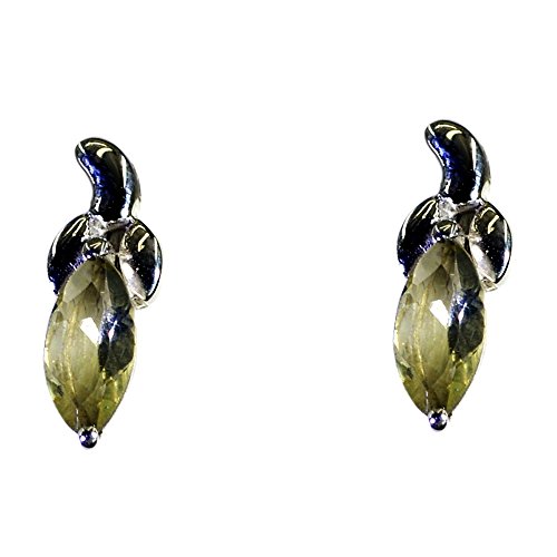 Boucles d'oreilles quartz citron argent anti-allergie taille marquise