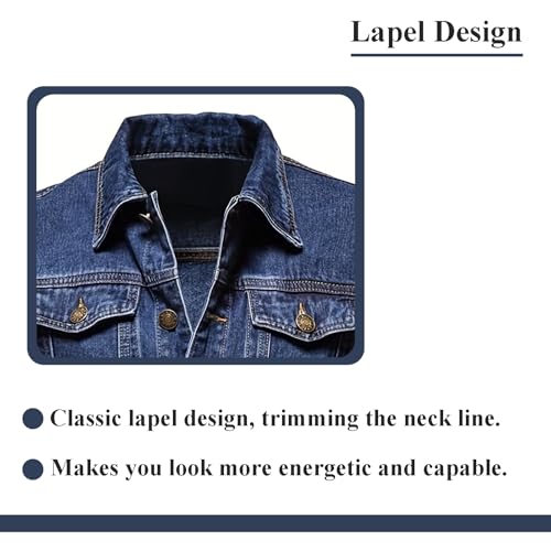 Men's Denim Jacket Vintage-Inspired Jean Jacket with Multiple Pockets - Cotton Blend, Machine Washable4