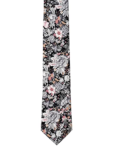 Image of BELLUNO Men's Cotton Floral Skinny Tie, 2.5 inch Width, with Gift Box