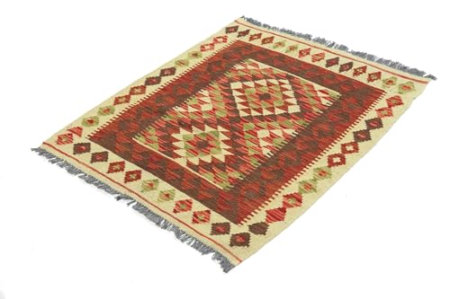 Tapis d'orient Kilim Afghan 84x102 d'exception en laine tissé main