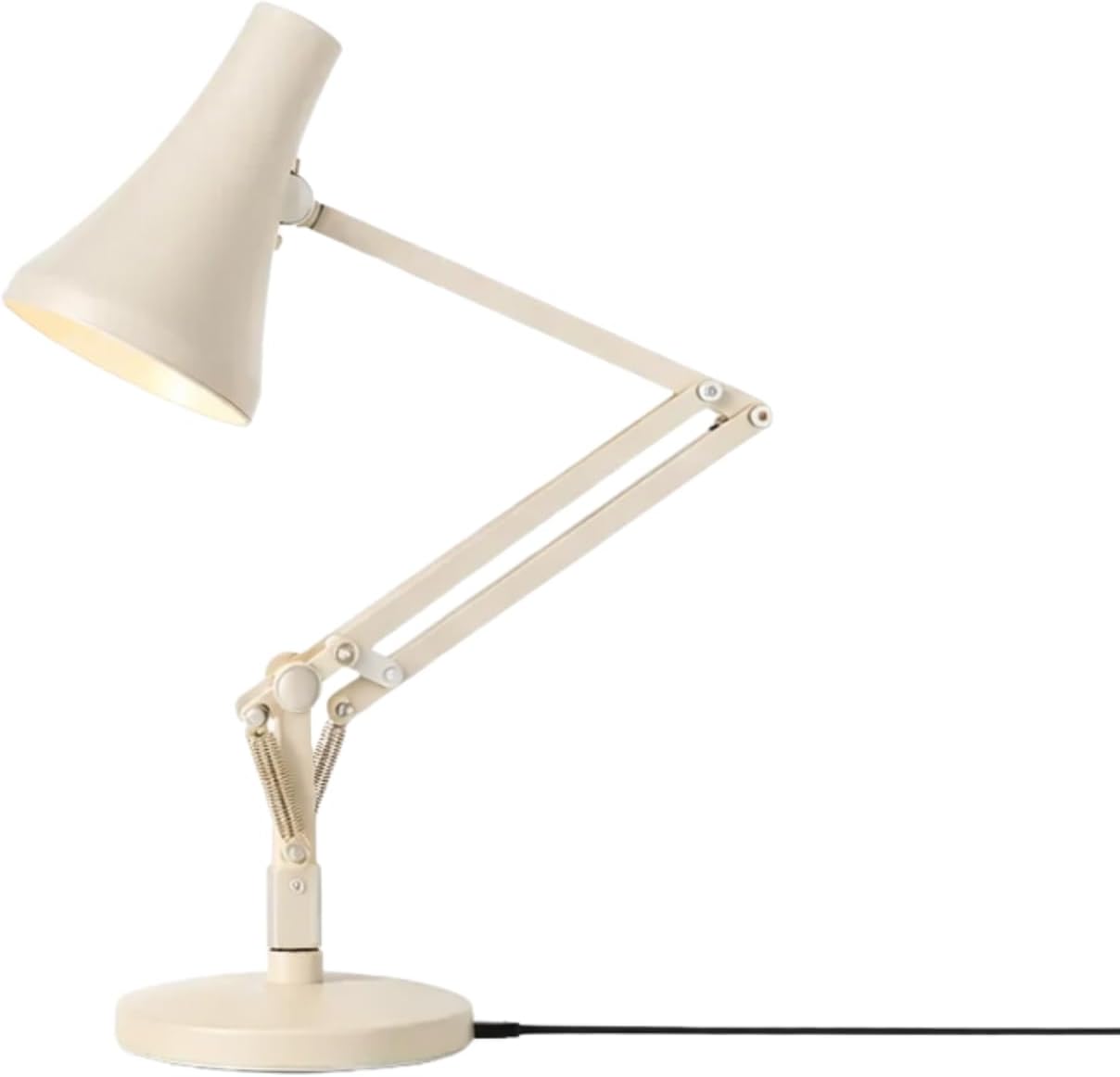 Anglepoise 90 Mini Mini Desk Lamp with Dimming Bulb, USB Power Cable Aluminum Shade & Arms Anodised Satin Finish Chrome Plated Fittings Perfect for Small Spaces Office Home Decor Gifts (Biscuit Beige)