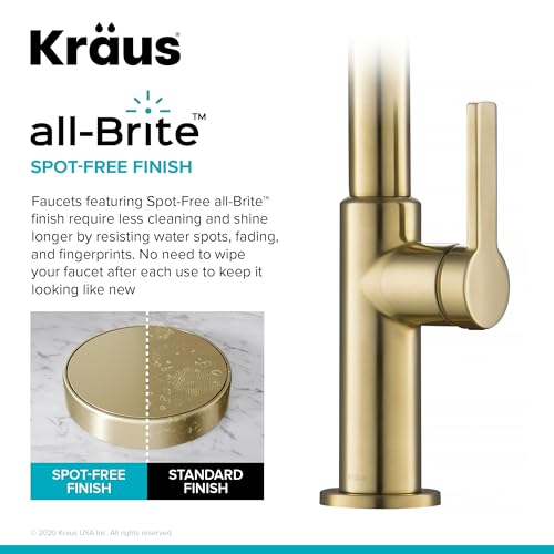 Image of KRAUS Oletto High-Arc Single Handle Pull-Down Kitchen Faucet in Spot Free Antique Champagne Bronze, KPF-2821SFACB