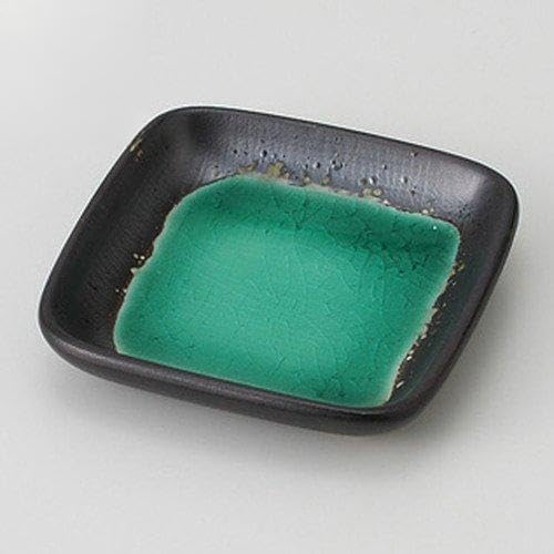 Set of 10, Deep Sea Green, Square Small Plate, 3.5 x 3.1 inches (9 x 8 cm), 3.5 oz (100 g), Small Plate, Restaurant, Ryokan, Japanese Tableware, Restaurant, Commercial Use