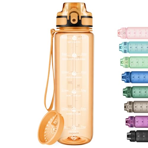 Alwager 32oz Transparent Water Bottle with Time...