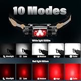 Rechargeable LED Head Torch - Sofirn H35R Super Bright Head Torches 1500 Lumens, 5 Red and White Light Modes, USBC Charging, IP68 Waterproof Headlamp, with Long Runtime for Camping, Running, Fishing - Image 2