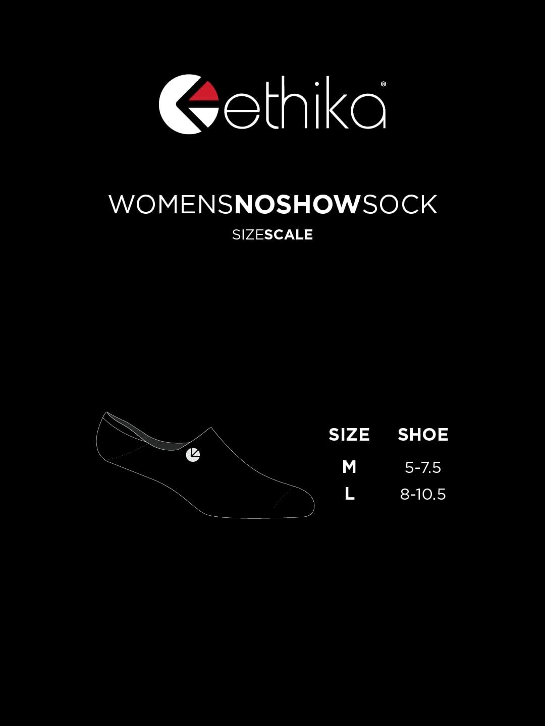 Ethika Women's No Show Socks, Invisible Low-Cut Socks for Everyday Casual and Active Wear - Pink Logo - Black