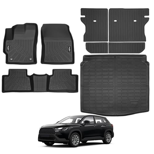 Bingoliner Floor Mats for Toyota Corolla Cross 2022-2025 2026 Fuel FWD (Not for Fuel AWD), Trunk Mat and Backrest Mat All Weather TPE Protector for Toyota Corolla Cross Accessories