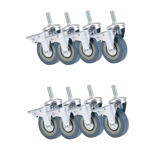 Kznifmk Carga Pesada 75mm Rueda Giratoria con Freno Rueda Giratoria de Carretilla para Muebles, Juego de 8