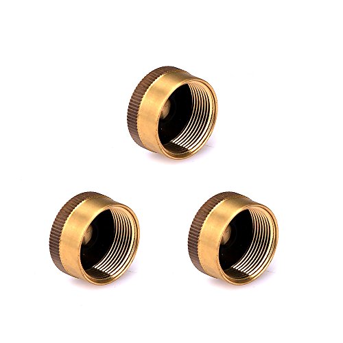 aokur Pack of 3 Solid Brass Refill 1 LB Propane Bottle Cap Gas Tank Cylinder Sealed Cap