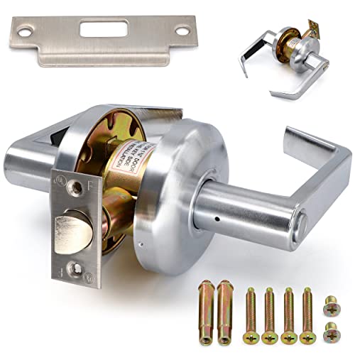 Maxopro Commercial Lever Door Lock Grade 2 – Heavy-Duty Privacy/Bathroom Commercial Door Lock Satin Chromium Finish (Us26D) #TOP11