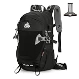 W WINTMING 35L Hiking Backpack Detachable Frame Backpack with Rain Cover Waterptoof Travel Backpack for Women Men Daypack for Camping (Black)
