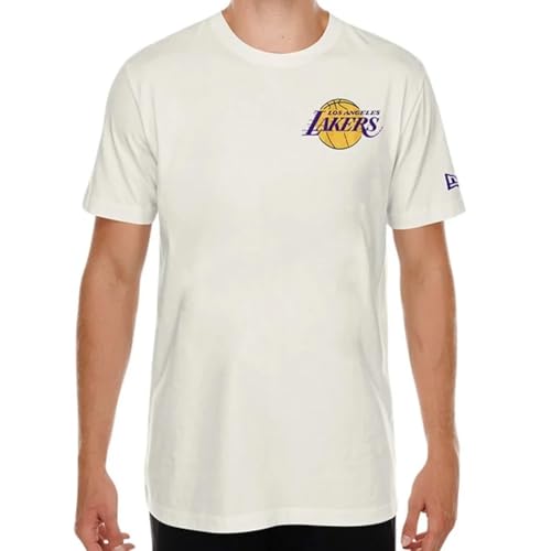 T-shirt NBA Lakers New Era blanc cassé vêtement streetwear de basketball homme et femme