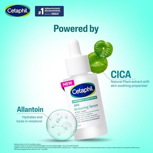 Image of Cetaphil CICA Restoring Serum 30ml | 75% Faster Skin Barrier Recovery in 3 Days | Soothes Sensitive Skin | Improves Tone & Dullness | Fragrance-Free & Hypoallergenic