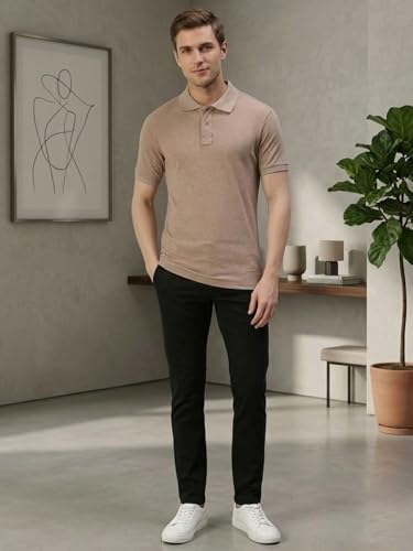 Image of Lux Cozi Men's Cotton Solid Polo Tshirt | Collar Tshirts | Half Sleeves | Stylish & Premium All Day Wear | Pack of 1