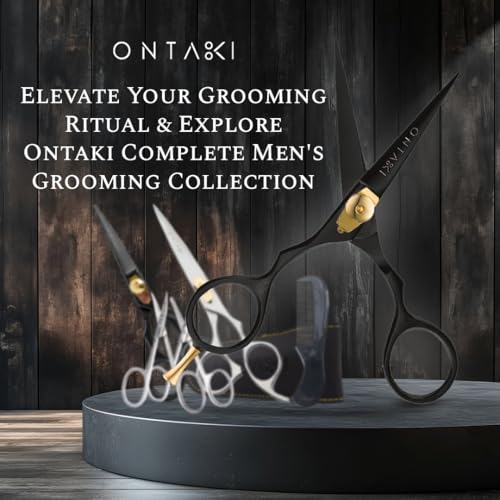 Foto von ONTAKI Premium Hand Forged Japanese Steel Hair Beard Mustache Scissors Cut Trim Groom Facial Hair Bangs (5.0 Black)