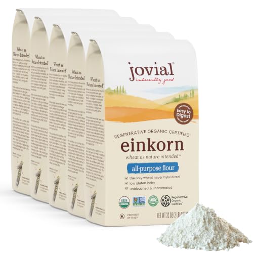 Image of Jovial Organic Einkorn Unbleached All Purpose Flour, Non-GMO, 32 Oz, 5 Pack | Bread Baking Flour for Sourdough, High Protein, Organic Pizza & Pasta, European Italian, Glyphosate Free