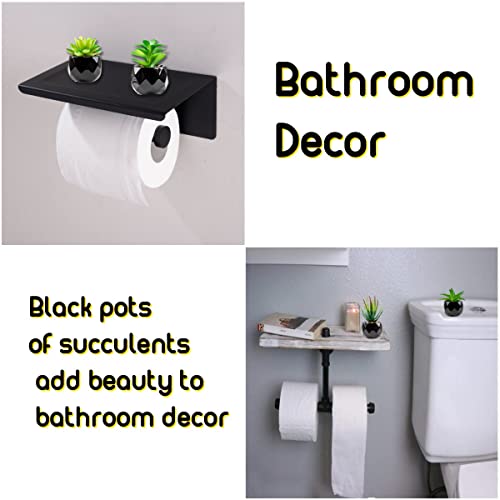 Artificial Plants Indoors In Pots, Fake Plants Outdoor, Mini Black Ceramic Potted, Green Succulents Decor For Bedroom Aesthetic, Faux Desk Plant For Bathroom,Living Room, Office Decoration (Green) #TOP5