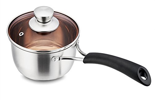 P&P CHEF 1 Quart Saucepan, Stainless Steel Saucepan with Lid, Small Sauce