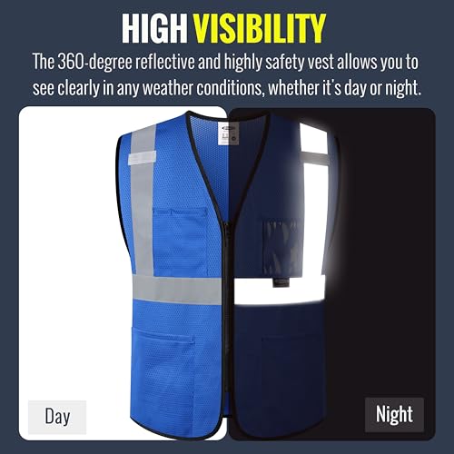 Image of JKSafety Safety Vest for men women Hi Vis Vest with Pockets and Zipper High Visibility Meet ANSI Standard（BX310