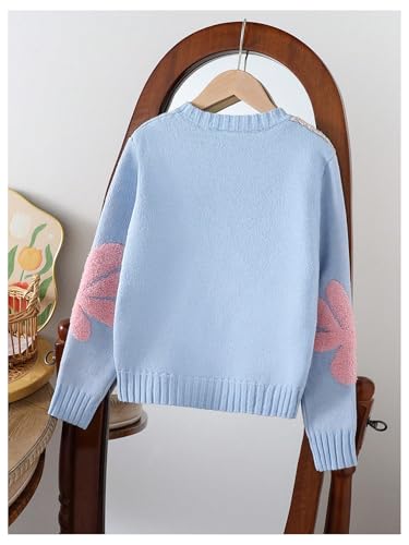 Girl's Floral Print Crew Neck Loose Sweater Long Sleeve Vintage Pullovers Sweater Jumper Tops2