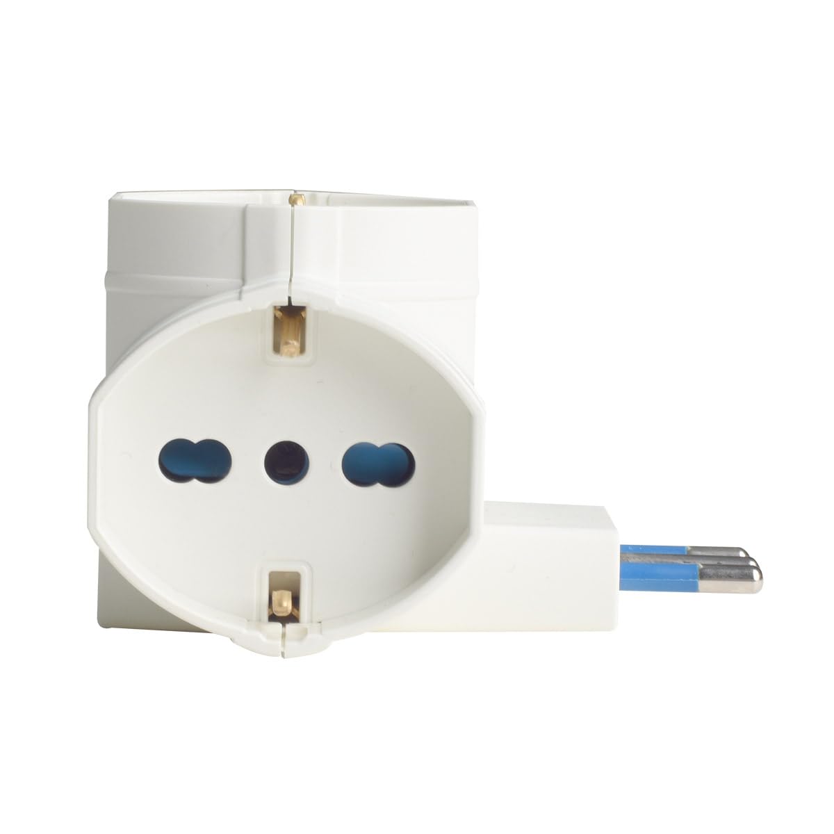 10 Pezzi Adattatore Triplo Multiprese con Interruttore, Spina Piccolo 10A, 3 Prese Universali 10A/16A Schuko/Bipasso, Spina 90° Spessore 6.8cm
