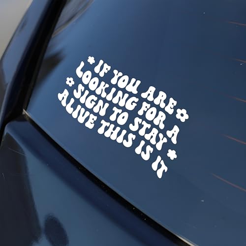 Image of If You are Looking for a Sign to Stay Alive This is It Car Decal Humor Funny Quote Mirror Decal Sarcastic Car Accessories Vinyl Sticker Waterproof 8 Inches Bumper Decal Gifts for Mom Dad Friend