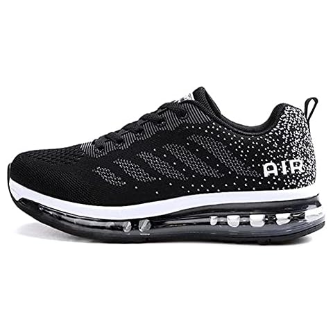 TORISKY Unisex Sports Shoes Men Women Running Shoes with Air Cushion Trainers Air Shoes Trainer Lightweight Tread Sole, Black, 2/2.5 UK Cover