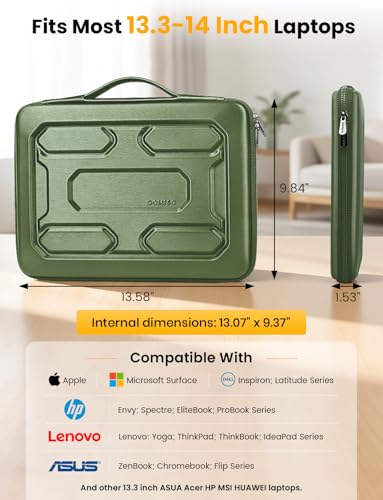 Mallette rigide 14" DOMISO protection Premium imperméable pour ordinateur vert