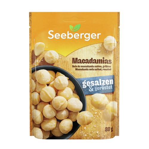 Seeberger Macadamias geröstet & gesalzen: Feinstens veredelte Macadamianüsse - schonend geröstet mit feiner Salznote - intensiv nussig - geschält vegan (1 x 125 g)