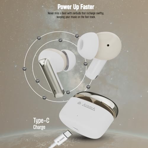 Image of AROMA TWS30 Upto 50Hr Playtime*, Dual Paring, BT V5.3, Fast Charging, Heavy Bass Bluetooth