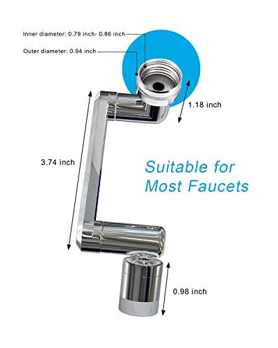 1080°+360° Universal Rotating Faucet Extender,1440° Large-Angle Splash Filter Faucet Aerator With 2 Water Outlet Modes, Four Layers Of Filtering, Faucet Sprayer Attachment For Sink Bathtub Bathroom #TOP1