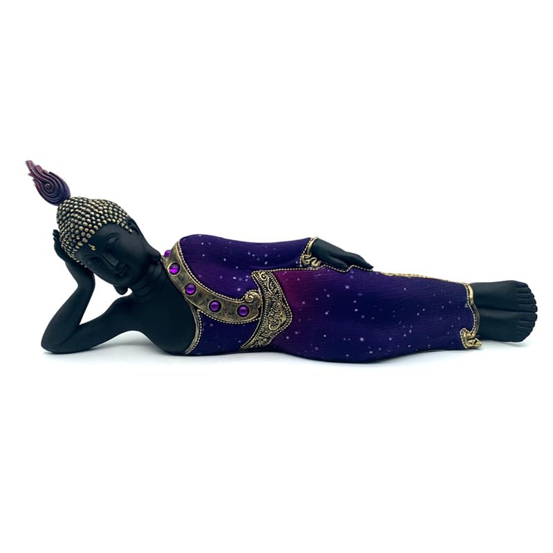 Puckator Purple & Black Thai Buddha Reclining, Cute Room Decor, Aesthetic Feng Shui Meditation Accessories, Garden Ornaments