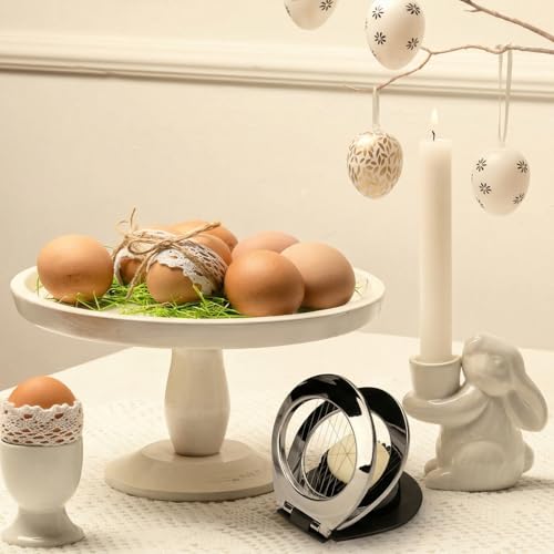 BIBURY Eierschneider aus Edelstahl, Eischneidewerkzeug, 2 in 1 Eierschneider Metall aus 304 Edelstahl, Professional Egg Slicer Schneider für Eier, Pilze, Erdbeeren, weiches Obst(spülmaschinenfest) 2