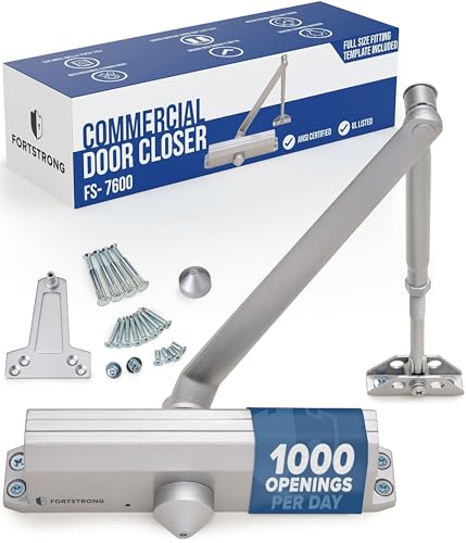 Commercial Door Closer Heavy Duty Grade 1 Automatic Door Closer for Commercial Use - Auto Hydraulic Spring Hinge - FS-7600 UL & ADA ANSI A156.4 Door Closers Spring Closure Arm Self Closing