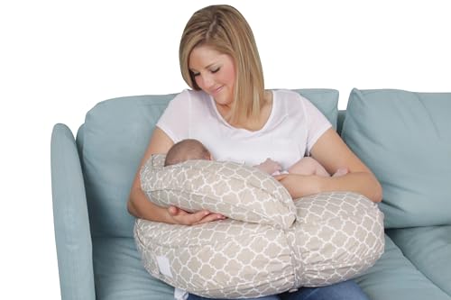 Leachco SnuggaHug Contoured 4-in-1 Nursing Pillow – w/Support Back and Adjustable Boost Pillow, Moroccan Sand